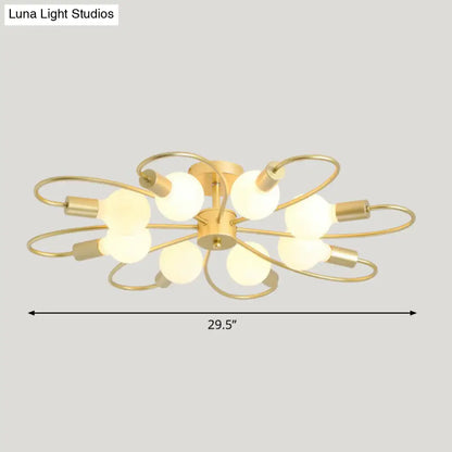 Lámpara de techo semiempotrada DecorBites™ Modern Champagne Whirled para dormitorio - Elegante lámpara de techo metálica