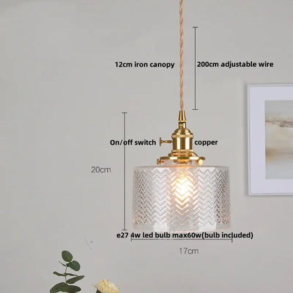 Modern chevron clear glass led pendant light with brass hardware and adjustable copper wire for kitchen decorbites decor