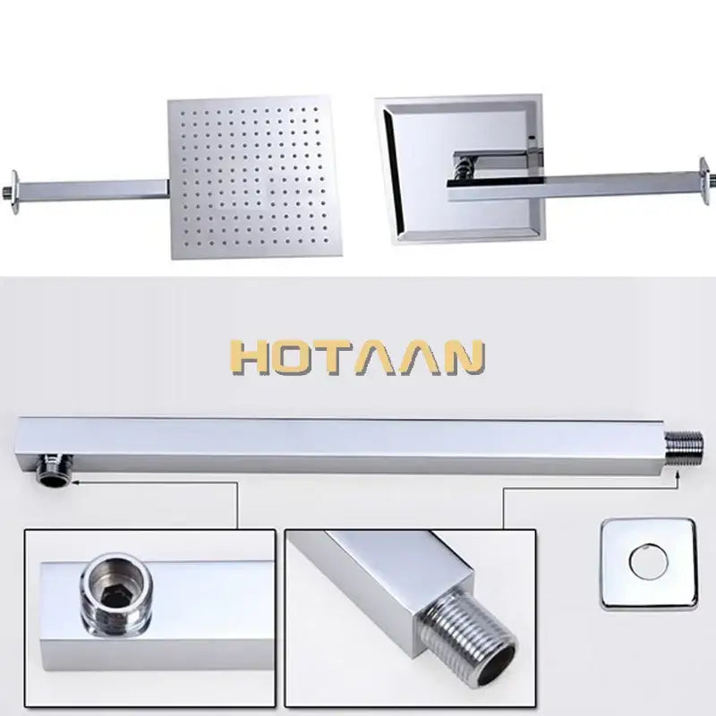 Modern chrome 12 inch stainless steel rain shower head with perforated surface for even water distribution