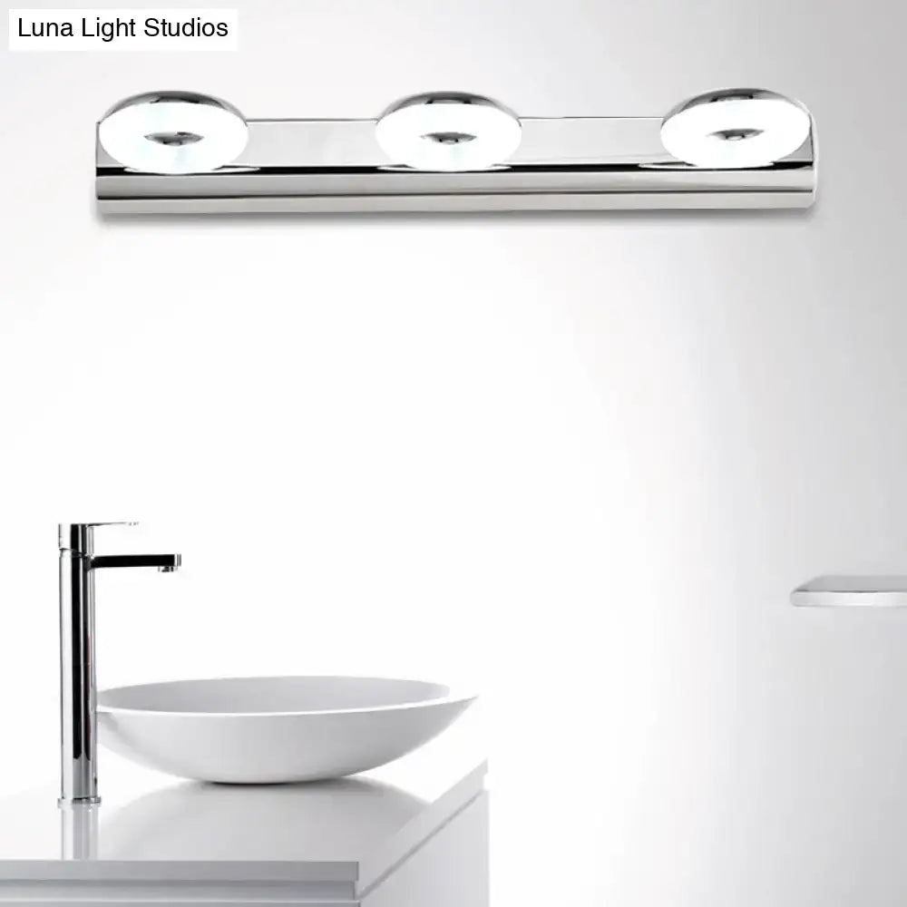 Modern chrome three-light bathroom wall lighting fixture with sleek design for contemporary wall lighting use