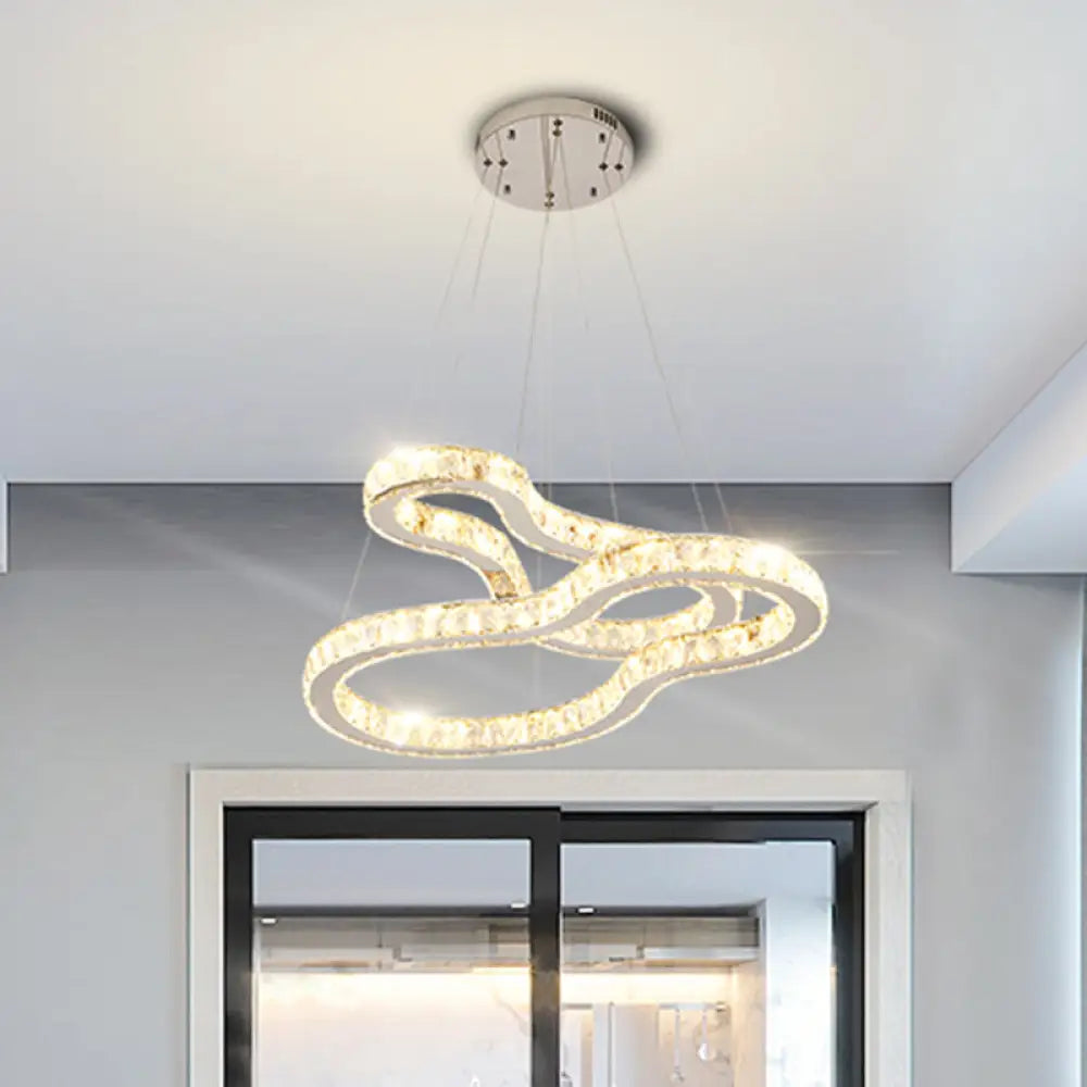 Lámpara de araña moderna de dos niveles en cromo con cristales biselados LED - Ideal para dormitorios