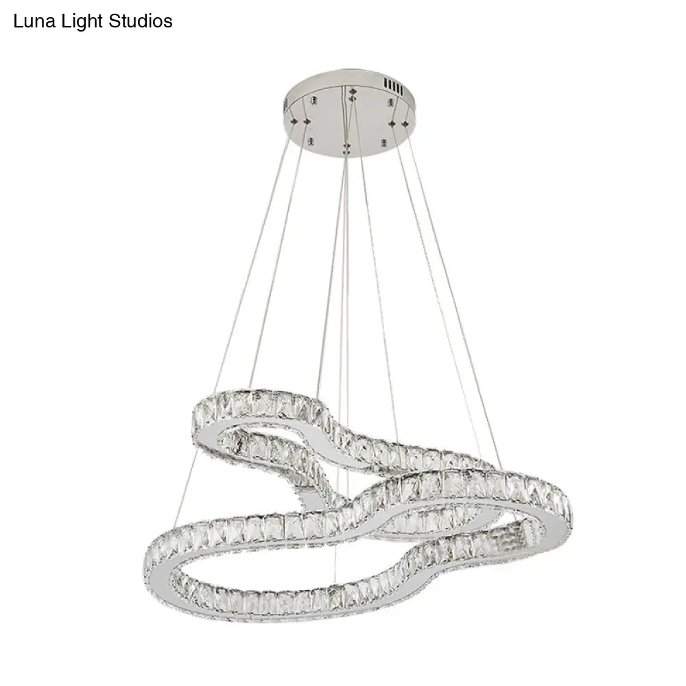 Lámpara de araña moderna de dos niveles en cromo con cristales biselados LED - Ideal para dormitorios