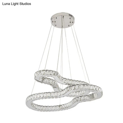 Lámpara de araña moderna de dos niveles en cromo con cristales biselados LED - Ideal para dormitorios