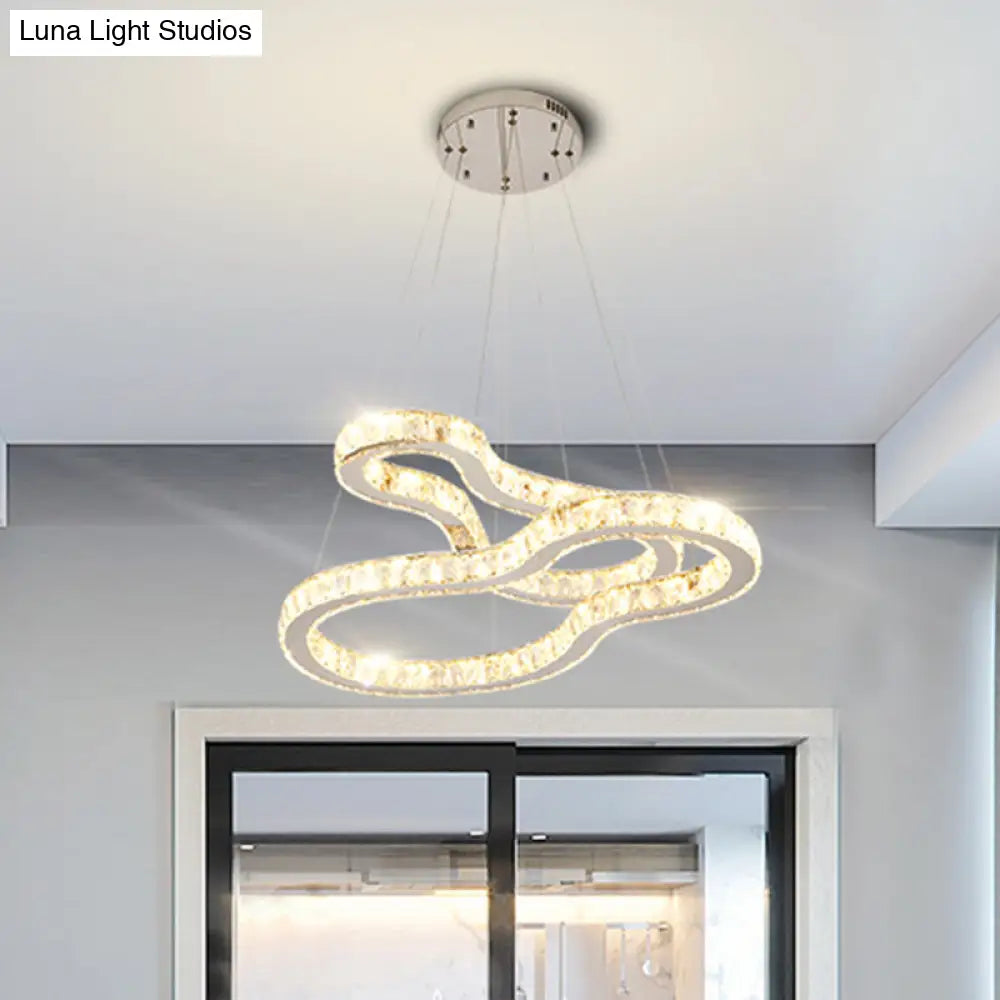 Lámpara de araña moderna de dos niveles en cromo con cristales biselados LED - Ideal para dormitorios