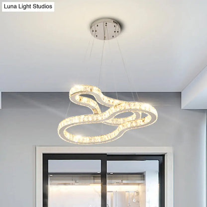 Lámpara de araña moderna de dos niveles en cromo con cristales biselados LED - Ideal para dormitorios