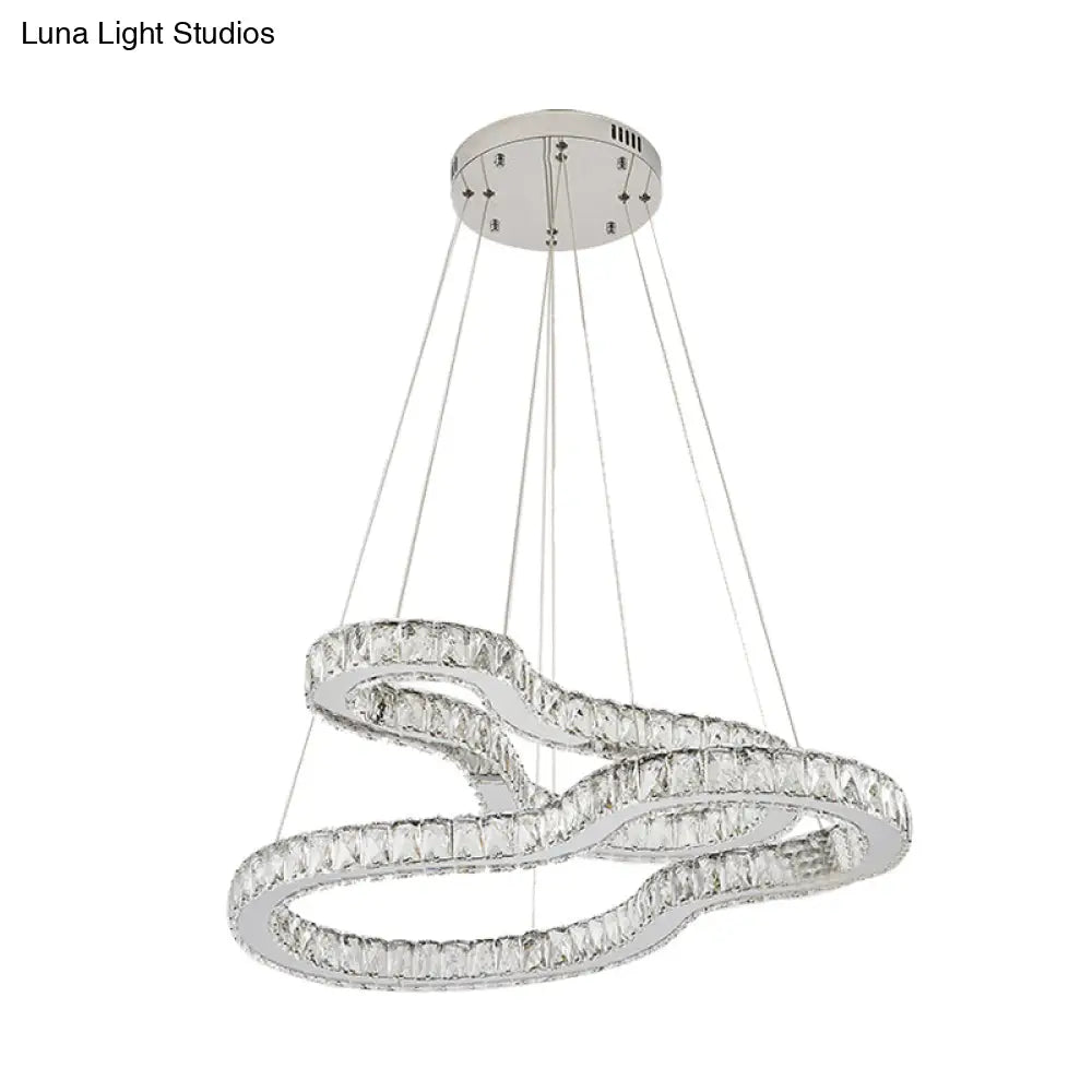 Lámpara de araña moderna de dos niveles en cromo con cristales biselados LED - Ideal para dormitorios