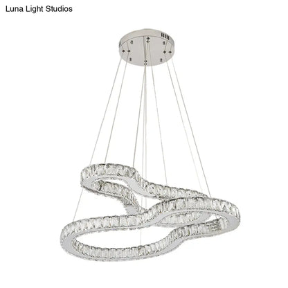 Lámpara de araña moderna de dos niveles en cromo con cristales biselados LED - Ideal para dormitorios