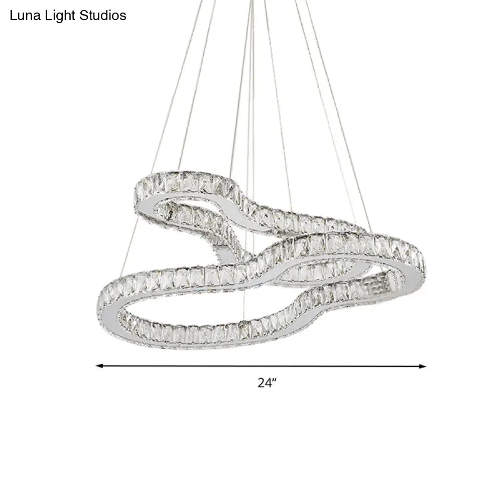 Lámpara de araña moderna de dos niveles en cromo con cristales biselados LED - Ideal para dormitorios