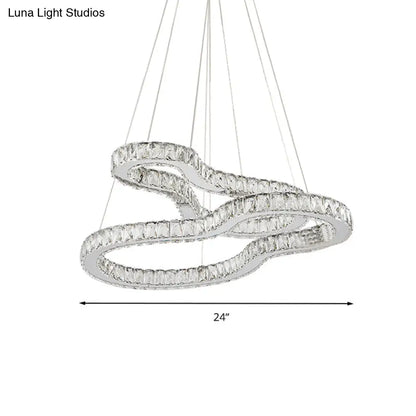 Lámpara de araña moderna de dos niveles en cromo con cristales biselados LED - Ideal para dormitorios