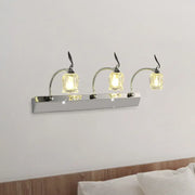 Modern chrome 3 bulb crystal vanity light with three adjustable curved arms and faceted glass shades 220v-240v