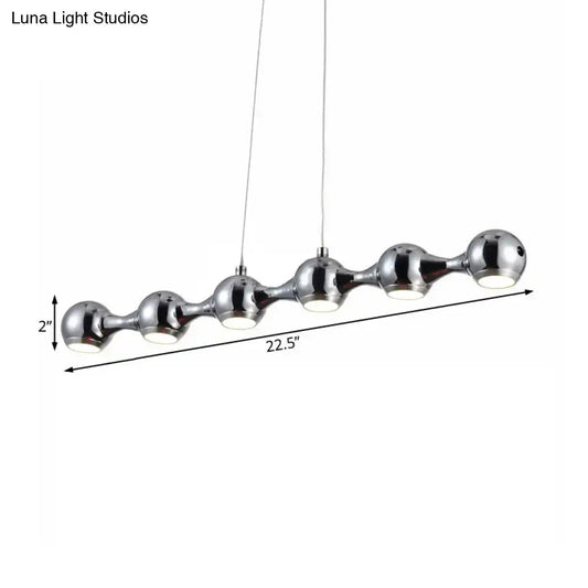 DecorBites modern chrome ball pendant ceiling light with five warm white spherical bulbs for living room lighting