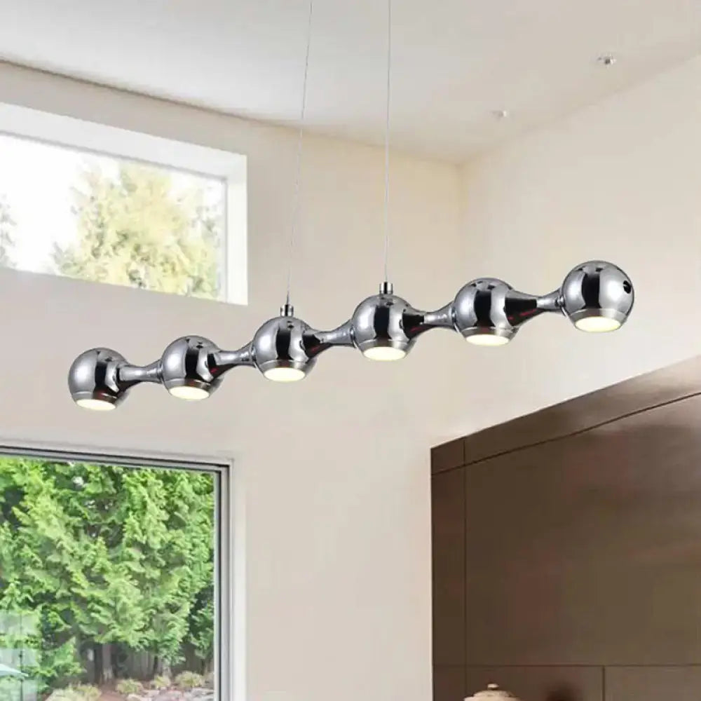 DecorBites™ modern chrome ball pendant ceiling light with five warm white spherical bulbs for living room lighting