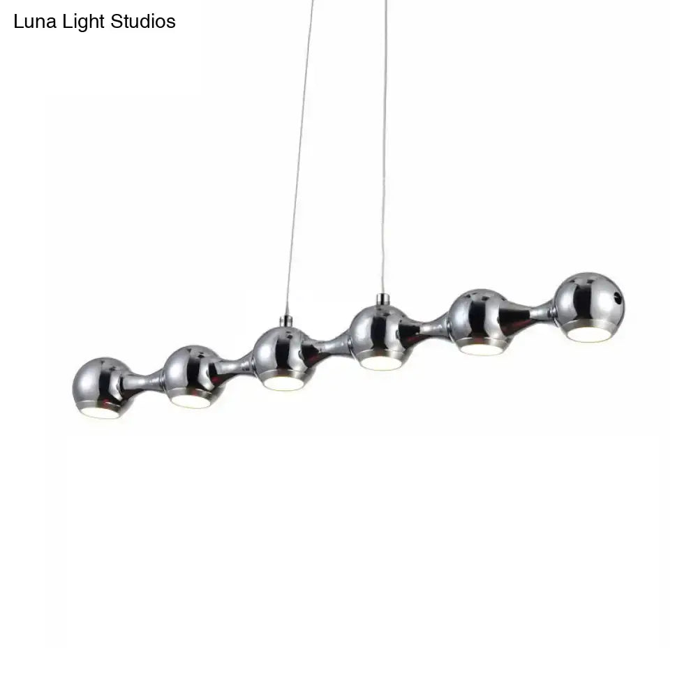 DecorBites modern chrome ball pendant ceiling light with five warm white spherical bulbs for living room lighting