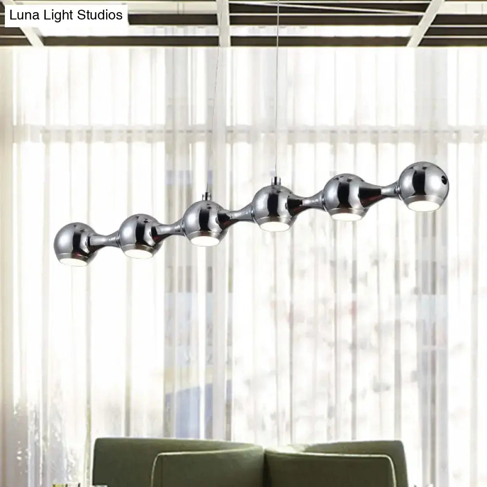 Decorbites™ modern chrome ball pendant ceiling light with five warm white spherical bulbs in molecular design