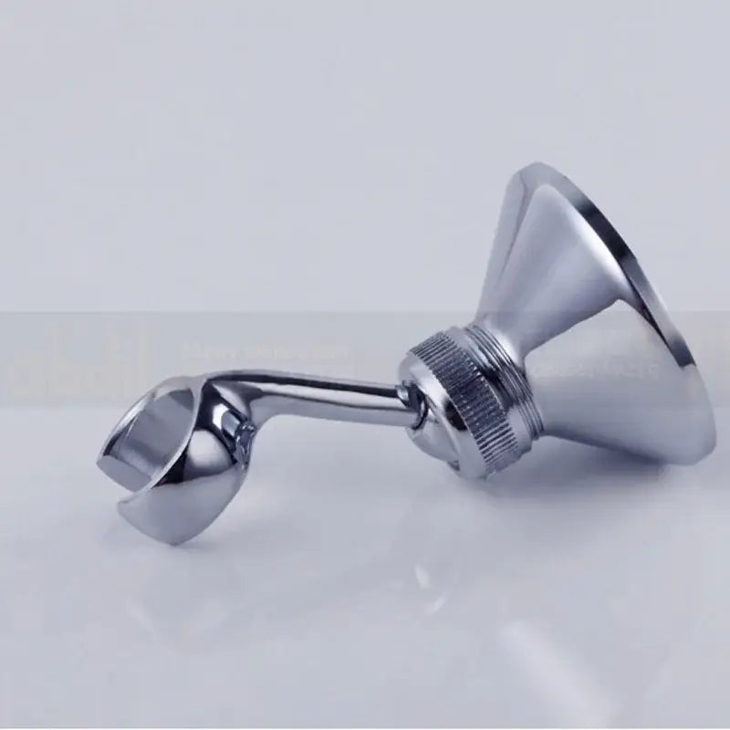 Modern chrome adjustable handheld shower holder mount with sleek curved arm and threaded base for secure wall attachment