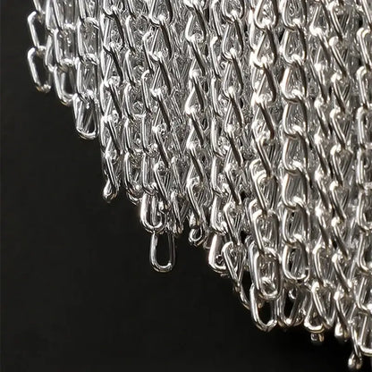 Silver-toned aluminum chain with interlocking oval links for modern chrome aluminum chain sconce wall lamp