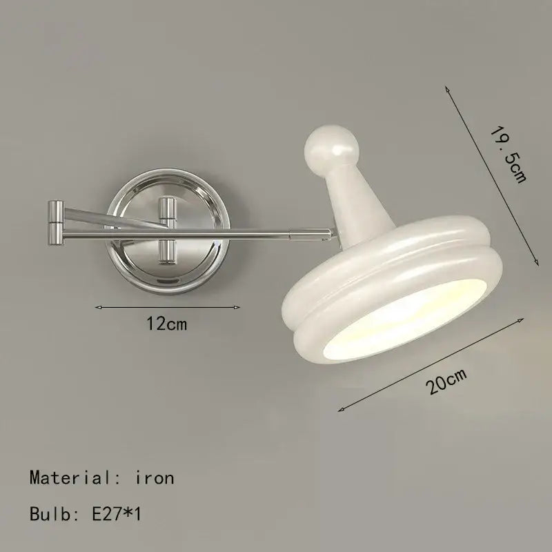 Modern chrome and ceramic iron wall light with sleek adjustable white ceramic arm for bedroom decorbites iron wall use