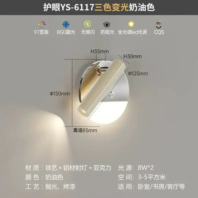 A sleek modern chrome wall lamp with off-white acrylic light bar designed for full spectrum eye protection