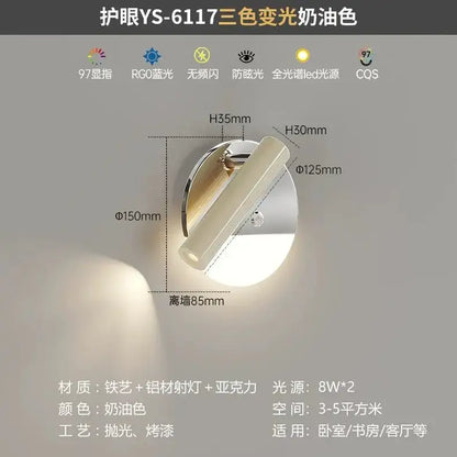 A sleek modern chrome wall lamp with off-white acrylic light bar designed for full spectrum eye protection