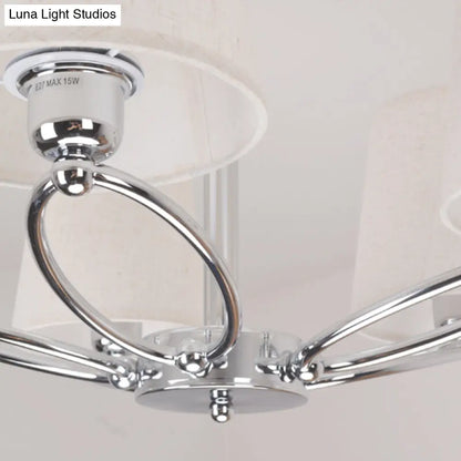 Lámpara de araña moderna cromada en forma de barril - Kit de lámpara colgante de tela de 5 luces para dormitorios