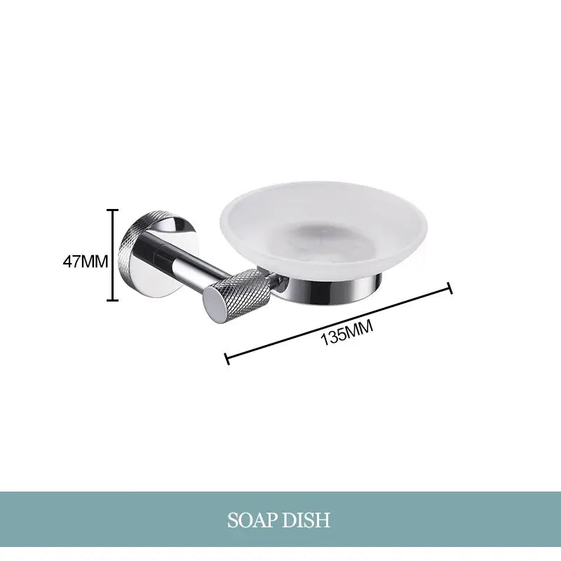 Modern chrome wall-mounted soap dish with frosted white glass bowl from decorbites bathroom essentials set
