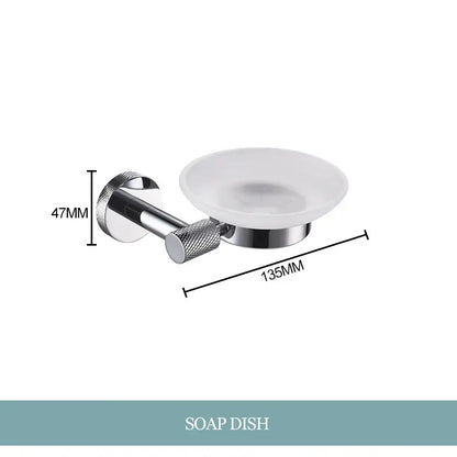 Modern chrome wall-mounted soap dish with frosted white glass bowl from decorbites bathroom essentials set