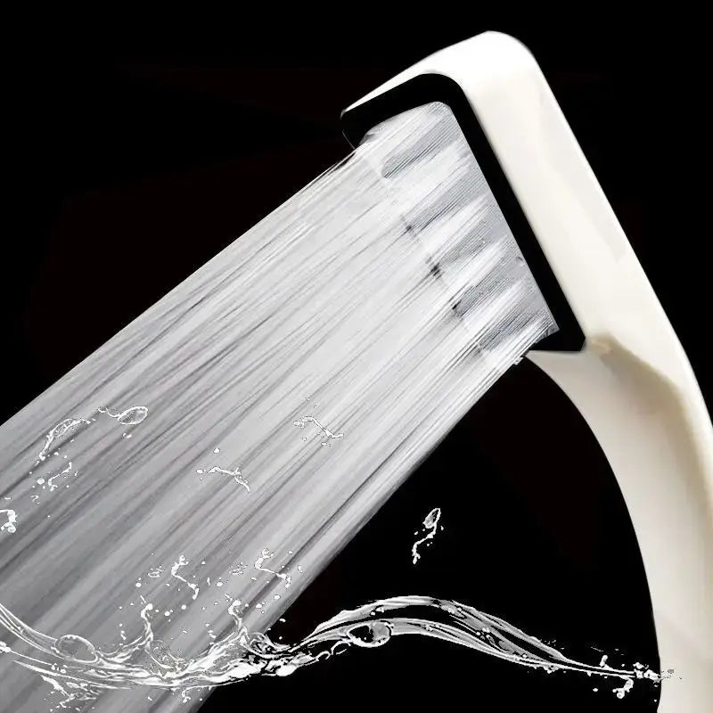 Modern chrome and black shower head with sleek curved design and 300 holes high pressure for enhanced shower experience
