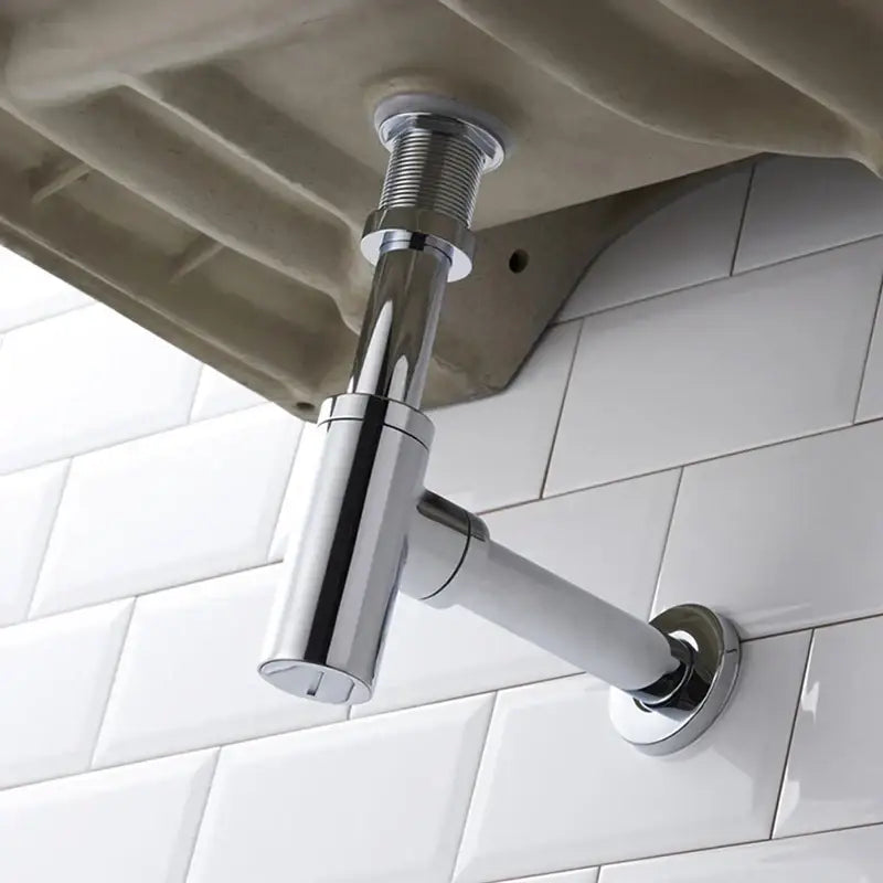 Modern chrome and black basin sink drain kit with sleek undermount design and threaded connections for decorbites bathroom basin