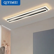 Modern chrome and black rectangular dimmable led chandelier with sleek frame emitting warm white light for living room