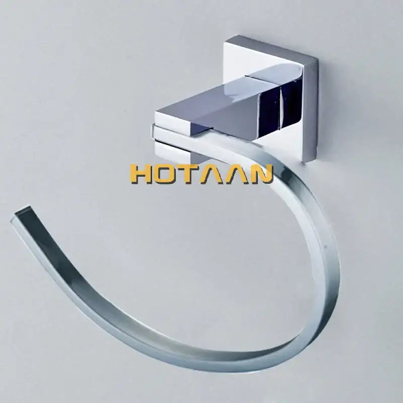 Modern chrome towel ring with rectangular bracket in stainless steel bathroom accessories set for bathroom organization