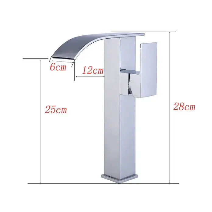 Modern chrome brass bathroom faucet with waterfall spout and rectangular handle for bathroom faucet vessel sink decorbites brass bathroom
