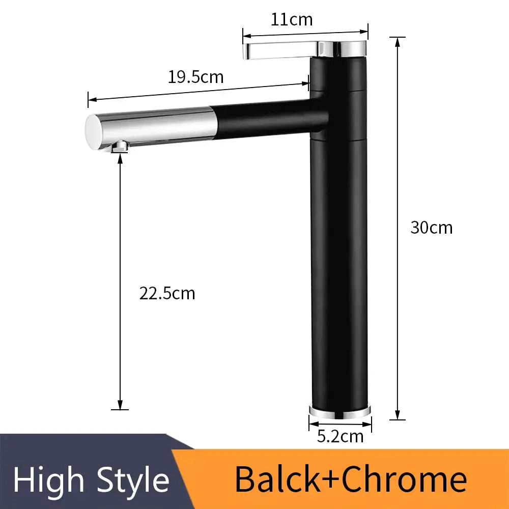 Black and chrome decorbites brass bathroom faucet with swivel spout for modern bathroom faucet vessel sink use
