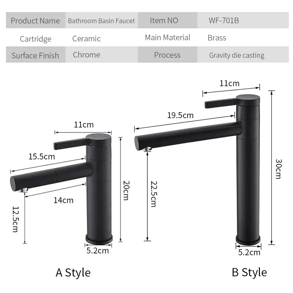 Modern black chrome brass bathroom faucet vessel sink tap with two distinct styles for decorbites brass bathroom use