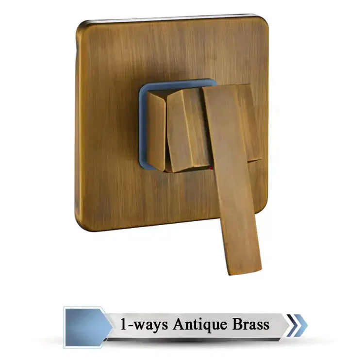 Antique brass single-handle wall-mounted faucet with brushed finish and angular design for brass bathroom mixer valve decorbites