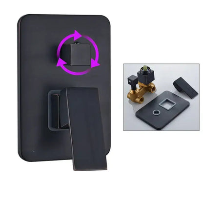 Modern chrome brass bathroom mixer valve with black matte finish wall-mounted shower mixer and square control knob decorbites brass bathroom