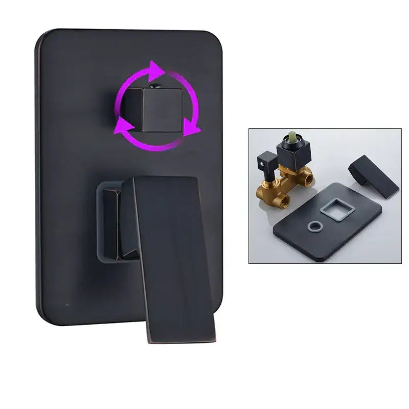 Modern chrome brass bathroom mixer valve with black matte finish wall-mounted shower mixer and square control knob decorbites brass bathroom