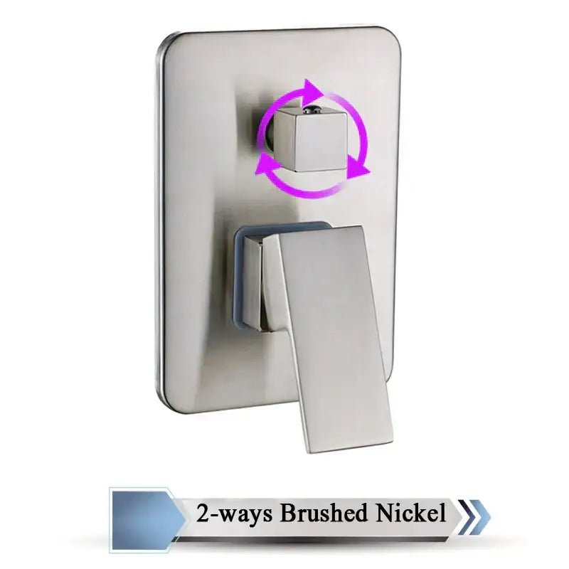Modern chrome brass bathroom mixer valve with a brushed nickel rectangular faucet and square handle by decorbites brass bathroom