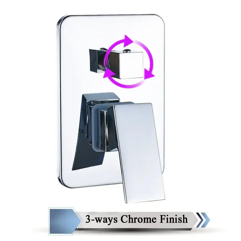 Modern chrome brass bathroom mixer valve with sleek rectangular design and square control knob by decorbites brass bathroom