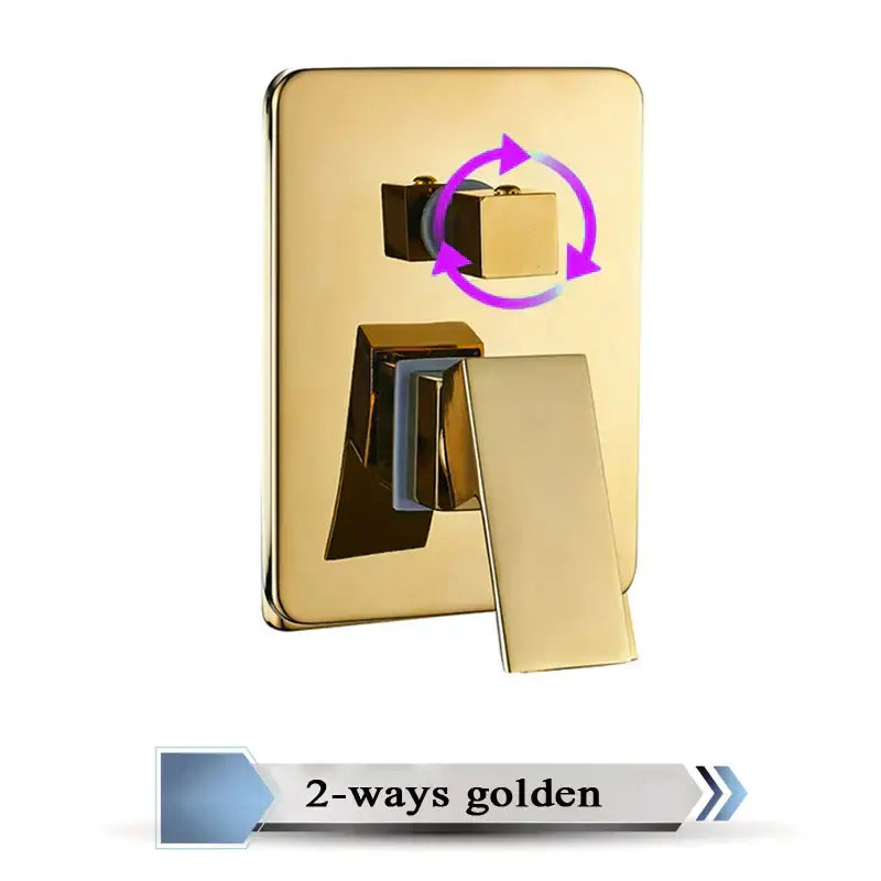 Modern chrome brass bathroom mixer valve with golden brass finish wall-mounted faucet and two control knobs decorbites brass bathroom