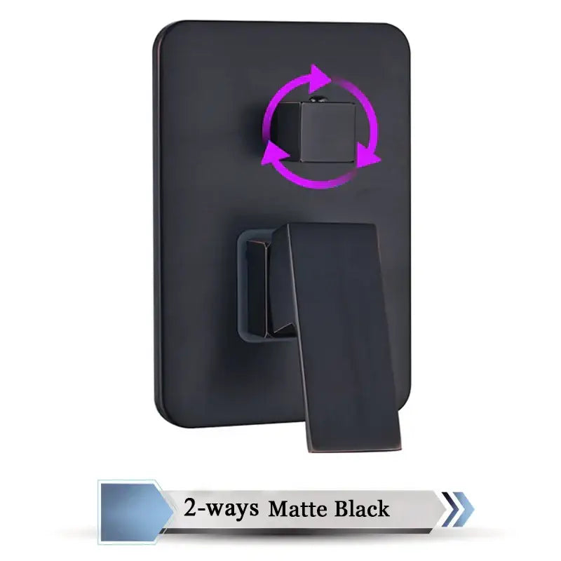 Matte black 2-way brass bathroom mixer valve with sleek modern design and square handle for decorbites brass bathroom use