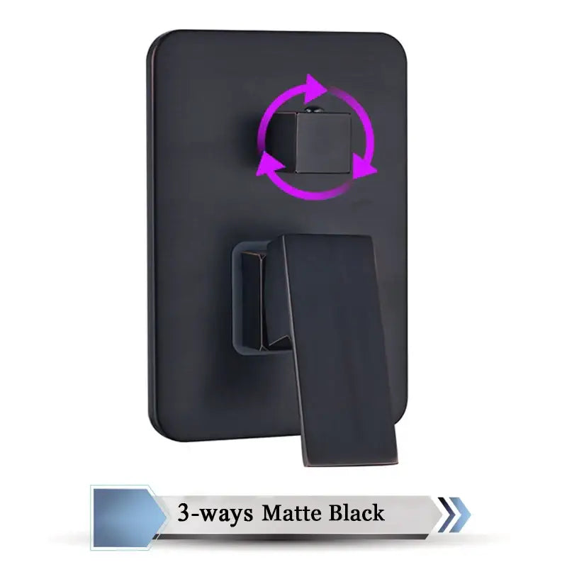 Matte black 3-way brass bathroom mixer valve with modern square handle for decorbites brass bathroom shower control