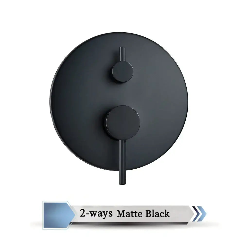Modern chrome brass bathroom mixer valve with matte black two-way shower valve and sleek minimalist handles by decorbites brass bathroom