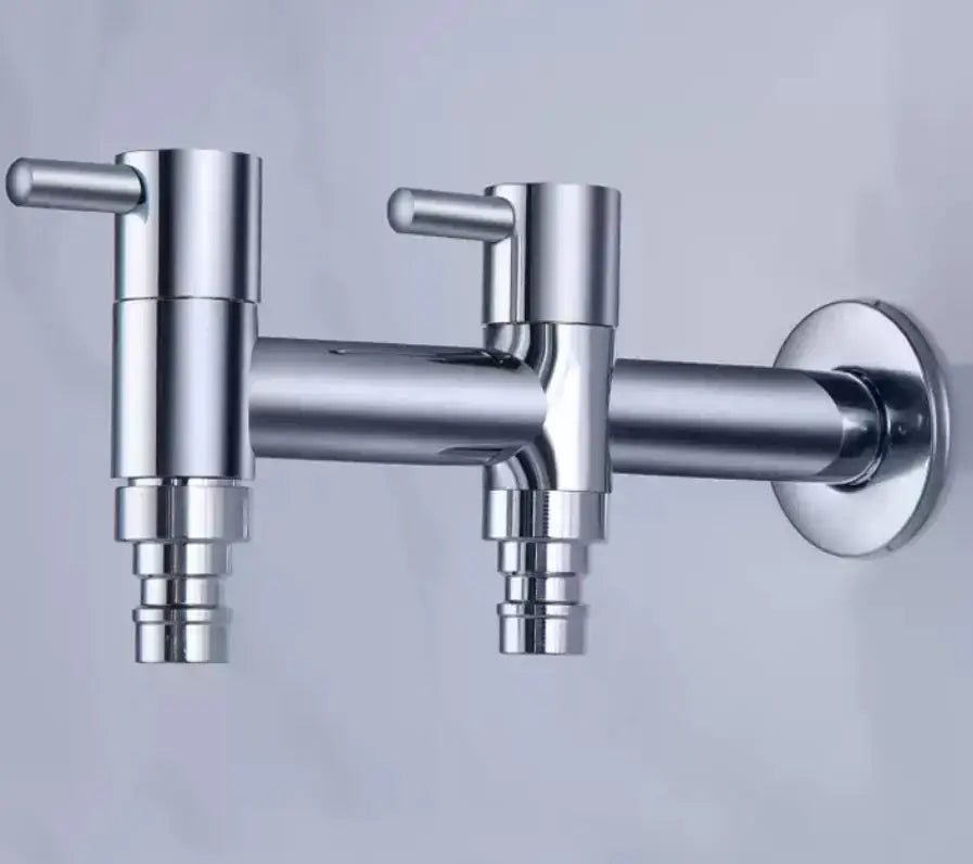 Modern chrome brass double handle garden faucet with shiny chrome finish for outdoor and laundry use decorbites brass double