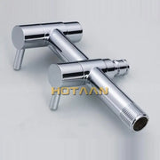 Modern chrome brass dual hole garden faucet with dual handles and threaded spout for kitchen and toilet decorbites brass dual