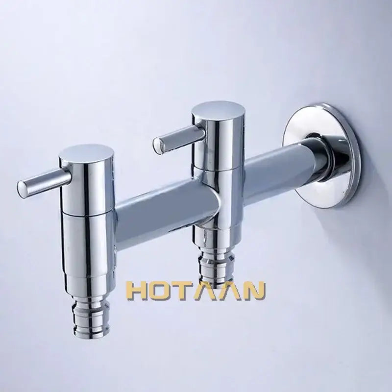 Modern chrome brass dual hole garden faucet with dual handles and threaded hose connectors for kitchen and toilet decorbites brass dual