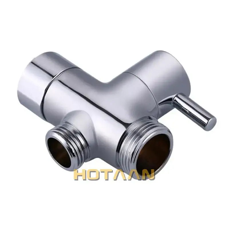 Modern chrome brass shattaf sprayer diverter with sleek design and threaded connections for bathroom faucet by decorbites