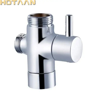 Modern chrome brass shattaf sprayer diverter with sleek design and three threaded ports by decorbites brass