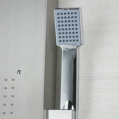 Modern chrome brass shower column with massage jets featuring a rectangular showerhead with 36 nozzles chrome finish