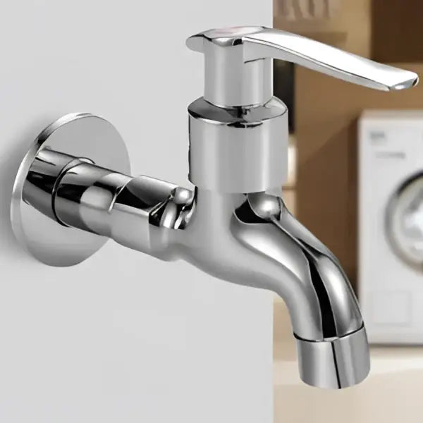 Modern chrome brass single cold water wall tap with sleek curved spout for bathroom decorbites brass single faucet