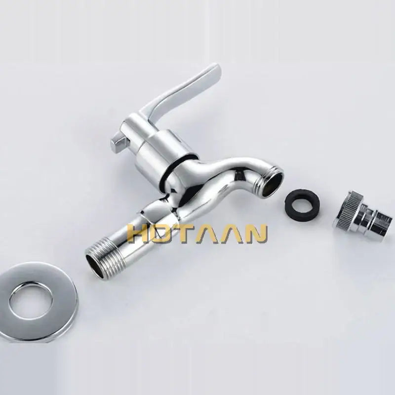 Modern chrome brass single cold water wall tap with a sleek curved spout and lever handle for bathroom decorbites brass single